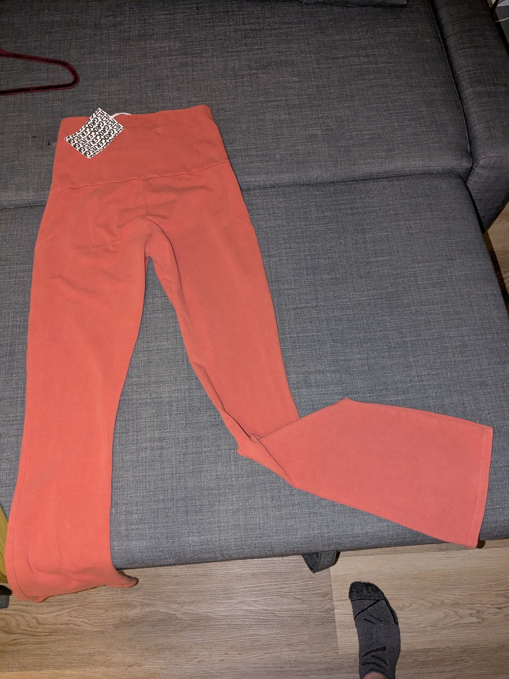 High-Waist Flare Jeans in Rust Coral